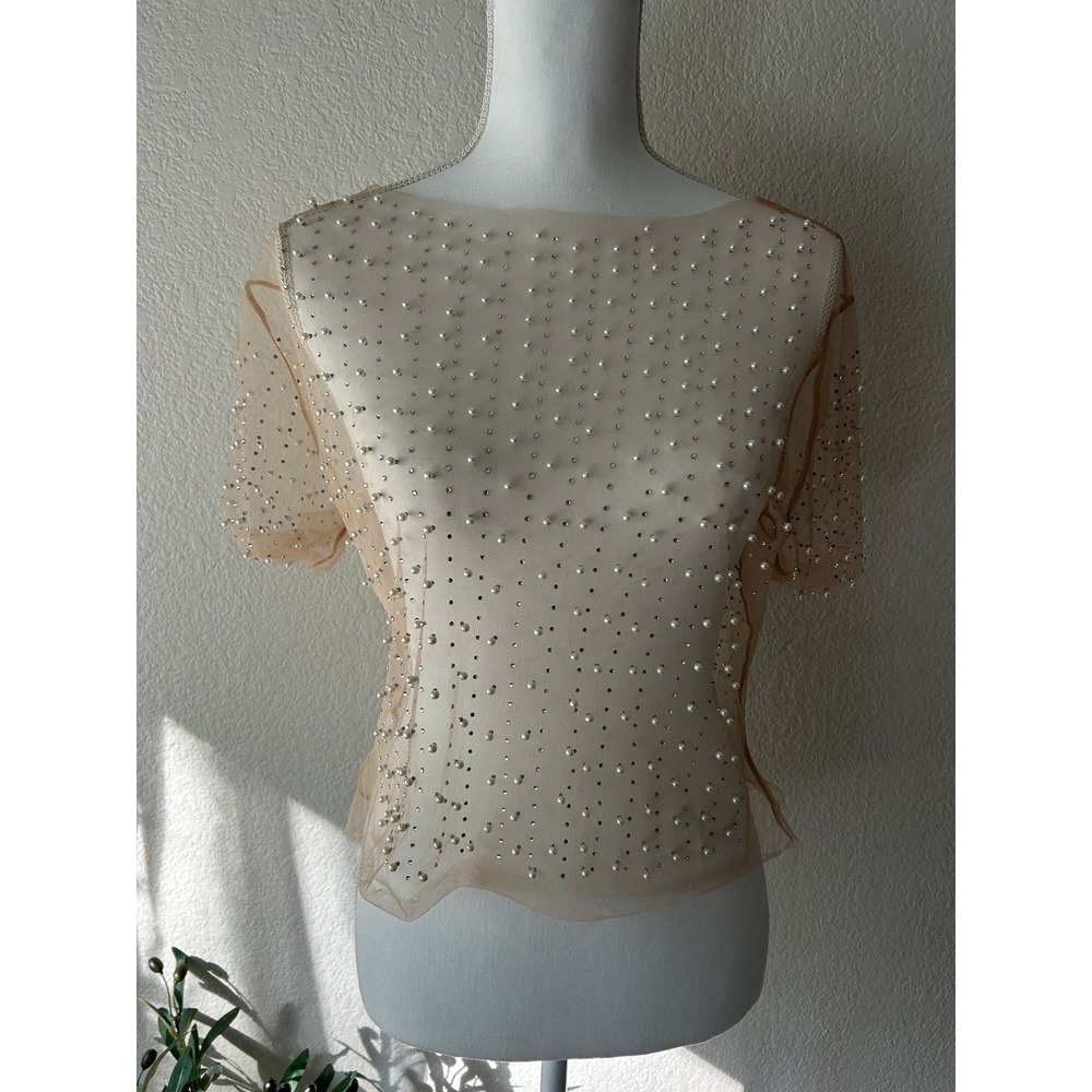 Napa Evening Pearl & Crystal Mesh Top